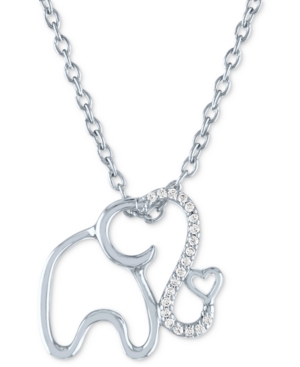 image of Diamond Accent Elephant Pendant Necklace (1/20 ct. t.w.) in Sterling Silver, 16