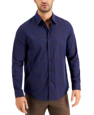 Tasso Elba - Men's Plaid Paisley Jacquard Shirt