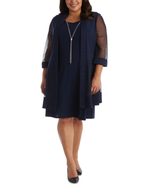 R & M Richards Plus Size Jacket & Necklace Dress