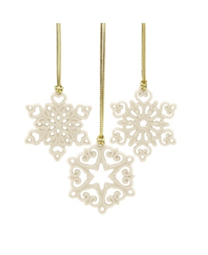 Lenox Kids' Mini Snowflake 3-piece Ornament Set In Ivory And No Color