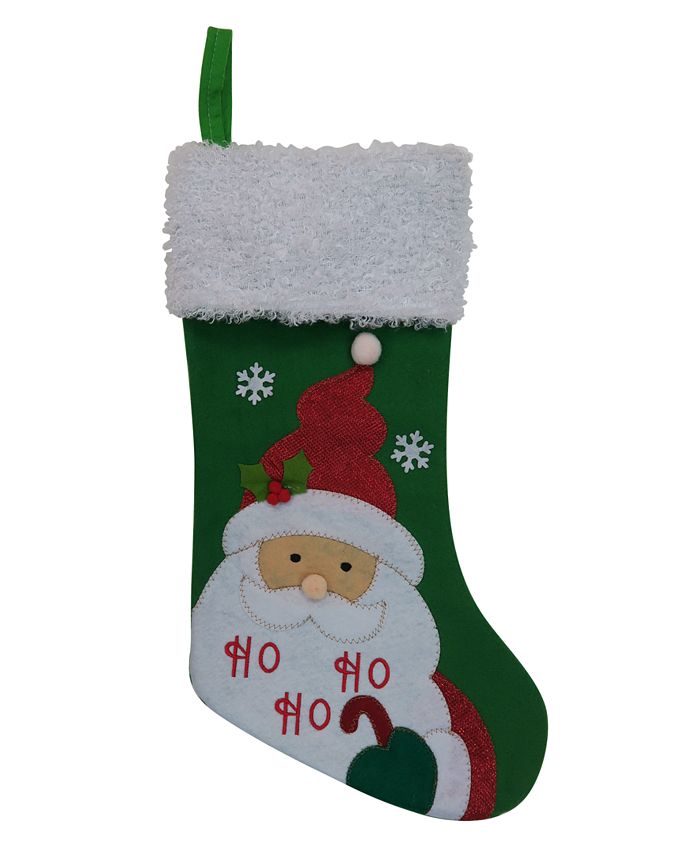 Holiday Lane Christmas Cheer Green Stocking with Santa Clause, Created ...