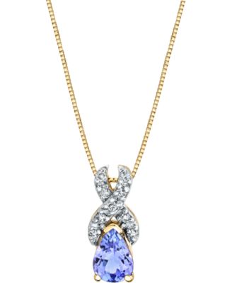 Macy's - Tanzanite (3/4 ct. t.w.) & Diamond (1/10 ct. t.w.) 18" Pendant Necklace in 14k Gold