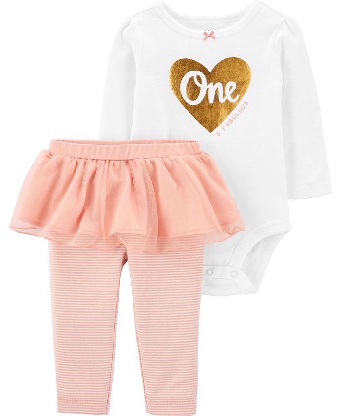 Carter's Baby Girl 2-Pc. 1st Birthday Bodysuit & Tutu Pant Set - Macy's