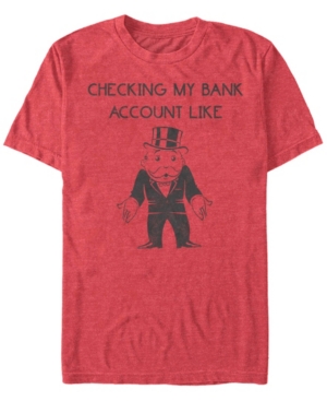 Monopoly Men's Checking My Bank Account Like Short Sleeve T-shirt In Red Heathe