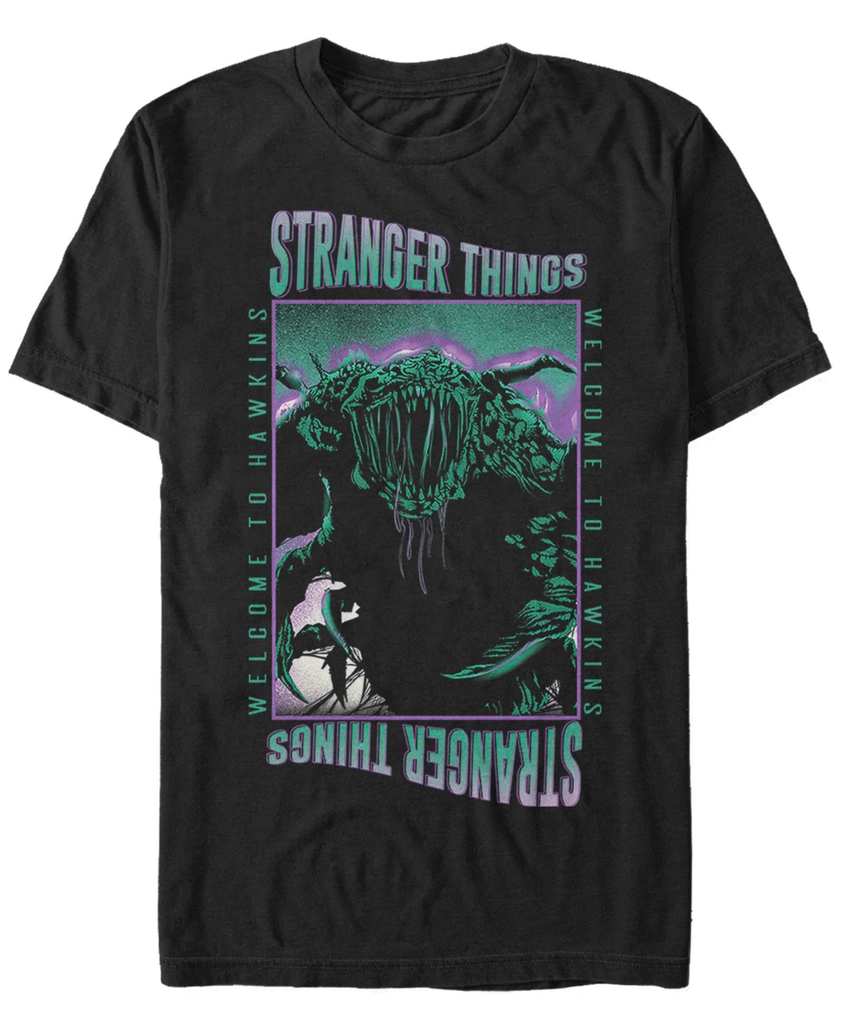 Fifth Sun Stranger Things Men's Welcome To Hawkins Demogorgon Short Sleeve T-shirt In Black