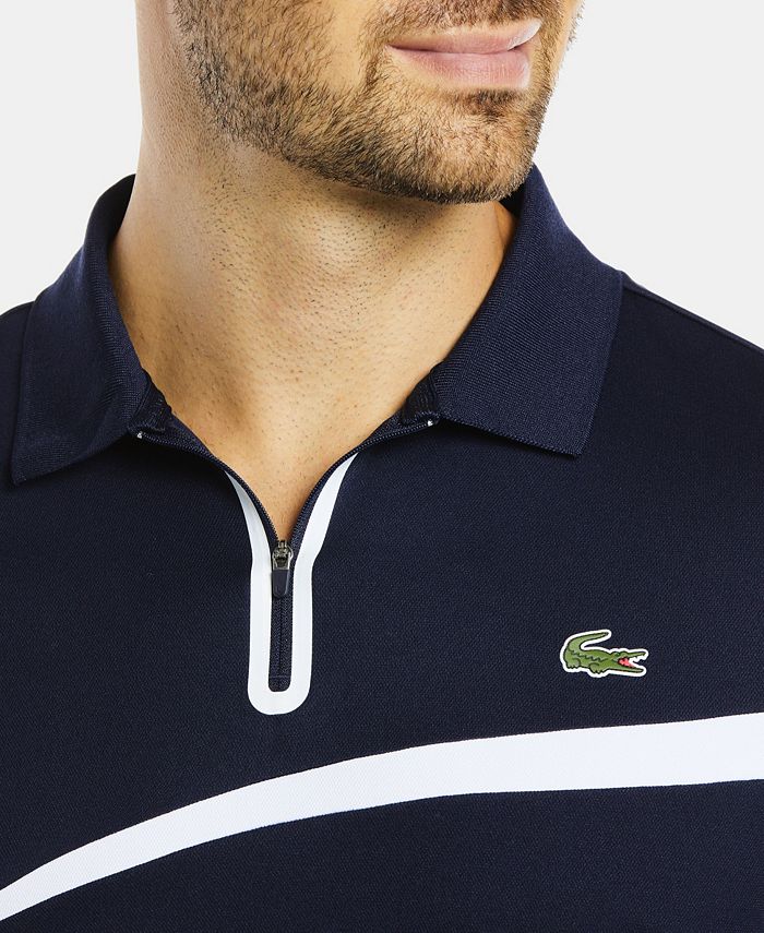 Lacoste Men's SPORT Short Sleeve Colorblock Ultra Dry Zip-Neck Polo ...