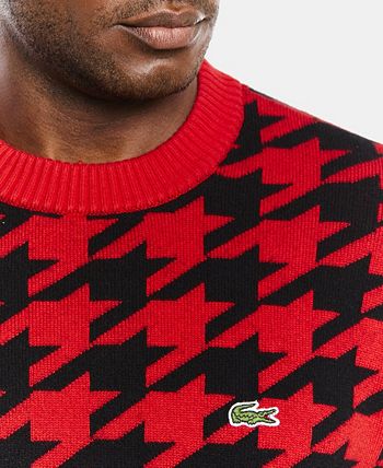 Lacoste Men s Houndstooth Print Long Sleeve Crewneck Sweater Macy s