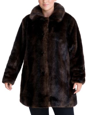 Anne Klein - Plus Size Faux-Fur Coat