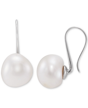 image of Cultured Freshwater Baroque Pearl (14-15mm) Drop Earrings in Sterling Silver