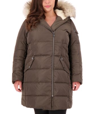 Vince Camuto - Plus Size Faux-Fur-Trim Hooded Puffer Coat