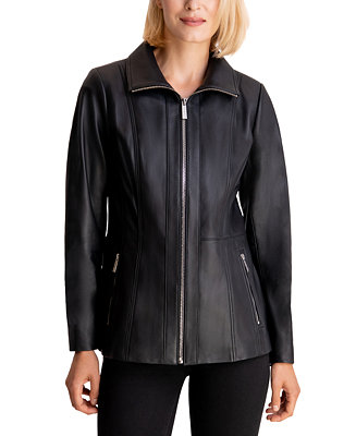 Michael Kors Leather Jacket - Macy's