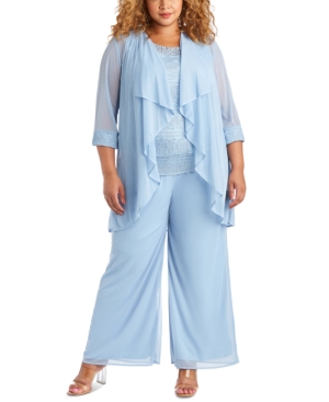 R & M Richards Plus Size Embellished Blouse Jacket & Pants