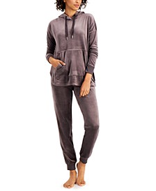 Velour Hoodie & Pants Pajama Set, Created for Macy's