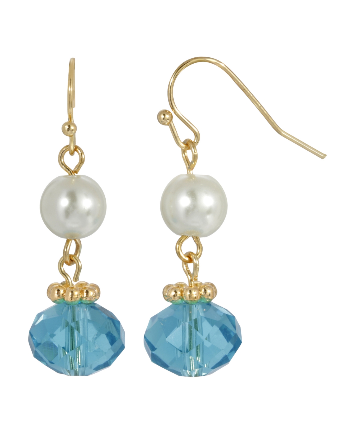 2028 Gold-tone Imitation Pearl Aura Bead Drop Earrings In Green