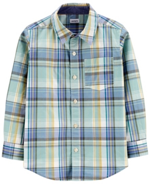 image of Carter-s Big Boy Plaid Poplin Button-Front Shirt