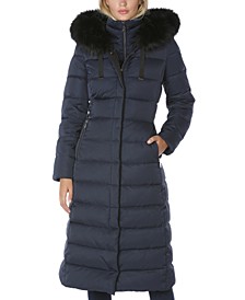 Women's Faux-Fur-Trim Hooded Maxi Down Puffer Coat