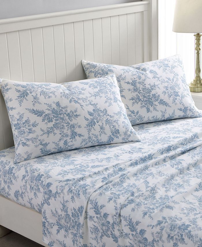 Laura Ashley Vanessa Cotton Flannel Sheet Set, Queen Macy's
