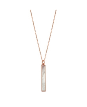 image of Unwritten Fine Silver Plated Bar Pendant Necklace in Genuine Onyx, Mother of Pearl or Sodalite