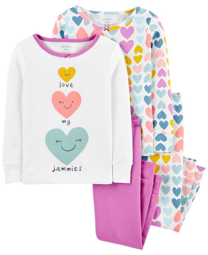 Carter's Toddler Girl 4-Piece Heart Snug Fit Cotton PJs - Macy's
