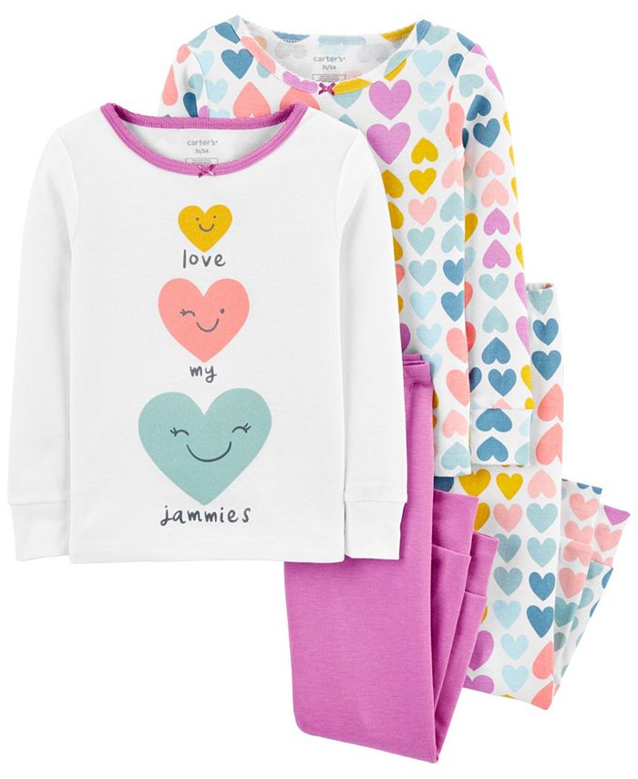 Carter's Toddler Girl 4Piece Heart Snug Fit Cotton PJs Macy's