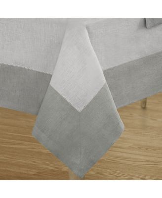 New Wave Metallic Border Linen Tablecloth, 70" Round