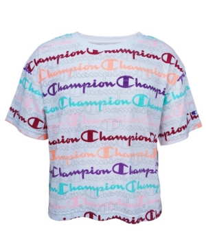 image of Champion Toddler Girl Aop Layered Script Boxy Tee