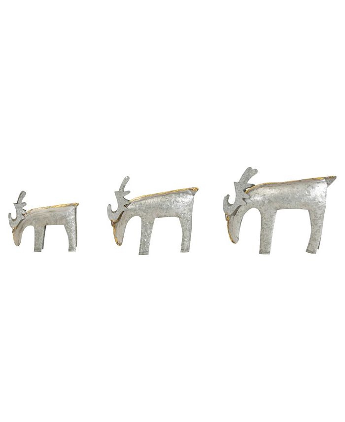 CREATIVE COOP INC Galvanized Metal Reindeer Figurines Set of 3 Sizes