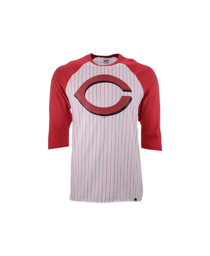 47 Brand Men's Cincinnati Reds Pinstripe Throwback Raglan T-Shirt