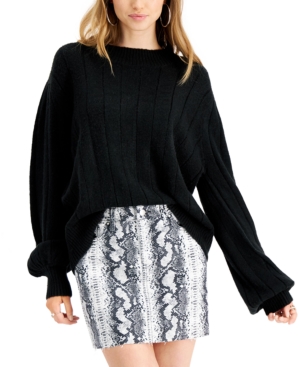 image of Sun + Moon Ribbed Balloon-Sleeve Sweater