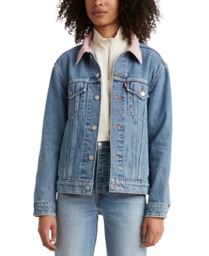 image of Levi-s Cotton Ex-Boyfriend Corduroy-Collar Denim Trucker Jacket