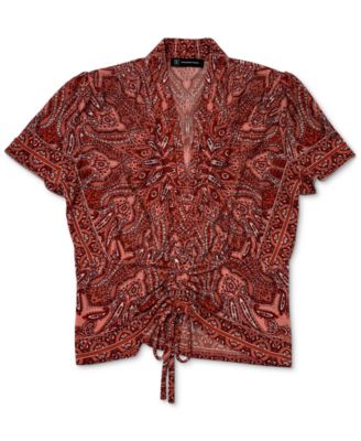 INC Deep V Ruched Top, Created for Macy's - Macy's