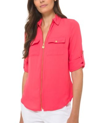 michael kors zip front blouse