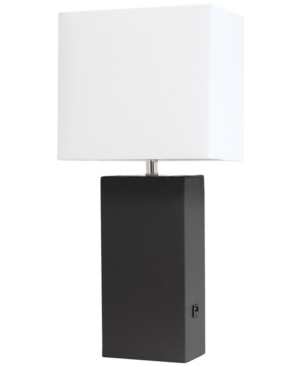 Elegant Designs Modern Leather Table Lamp with Usb