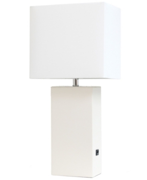 Elegant Designs Modern Leather Table Lamp with Usb