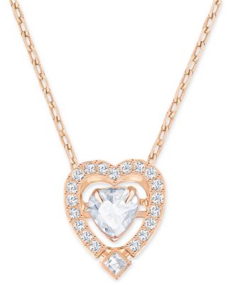 Swarovski - Rose Gold-Tone Dancing Crystal Heart Pendant Necklace, 14-7/8" + 2" extender