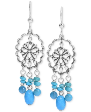 image of American West Turquoise Chandelier Drop Earrings in Sterling Silver