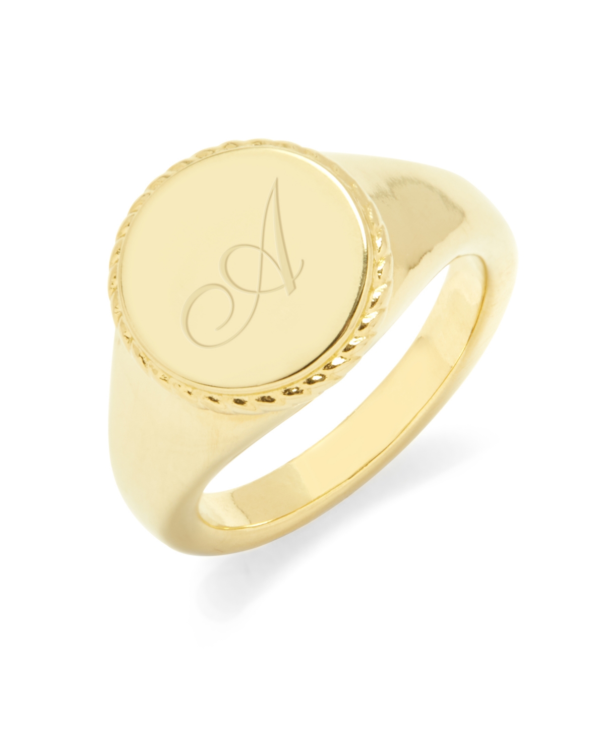 Charlie Initial Signet Gold-Plated Ring - Gold - J