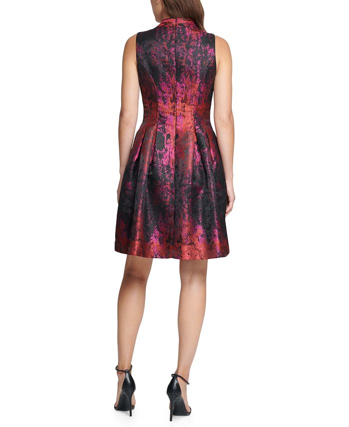 Vince Camuto Jacquard Fit & Flare Dress - Macy's