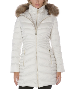 Laundry By Shelli Segal LAUNDRY BY SHELLI SEGAL FAUX-FUR-TRIM HOODED PUFFER COAT