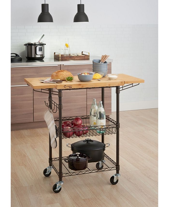 TRINITY Pro Expandable Bamboo Top Bronze Anthracite Kitchen Cart Macy's