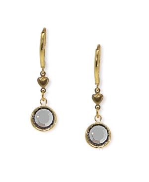 image of 2028 Gold-Tone Black Diamond Channel Crystal Drop Earring
