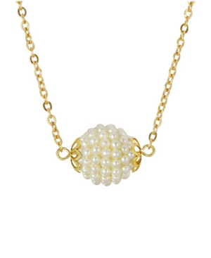 image of 2028 Gold-Tone Round Faux Seeded Imitation Pearl Single Ball 16