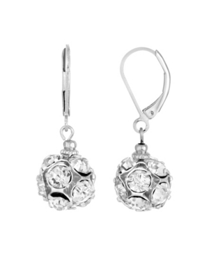 image of 2028 Silver-Tone Crystal Fireball Drop Earrings
