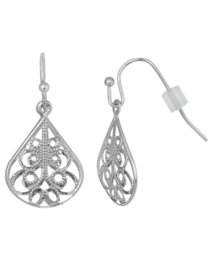 image of 2028 Silver-Tone Filigree Drop Earring
