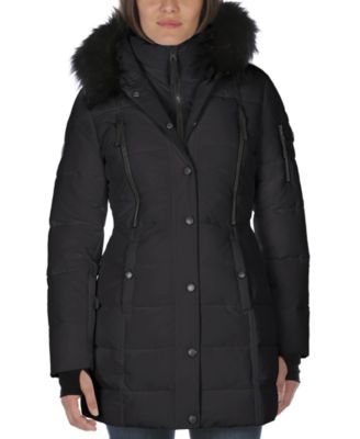 nautica faux fur trimmed down jacket