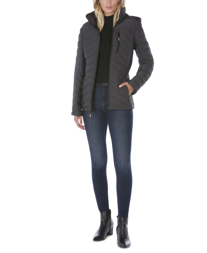 Nautica Women's Hooded Stretch Packable Puffer Coat, Created for Macy's