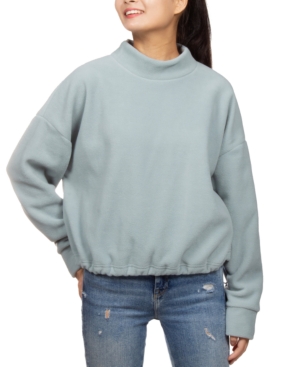 image of Hippie Rose Juniors- Mock-Neck Fleece Bungee-Hem Sweatshirt