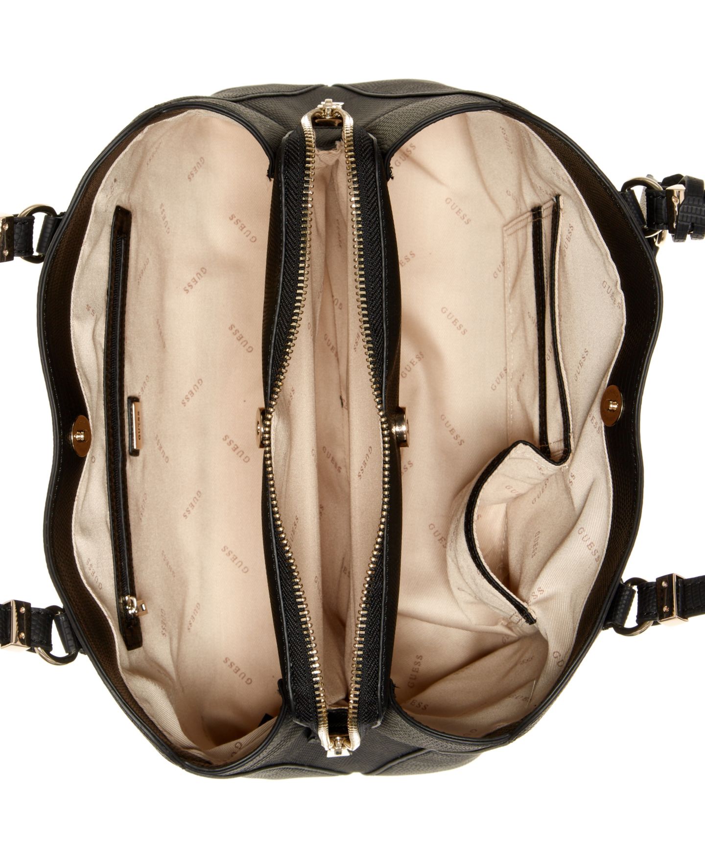 Женская сумка GUESS Lyndi Large Girlfriend Satchel, цвет: Чёрный — фото 3