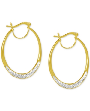 image of Essentials Crystal Oval Hoop Earrings in Gold-Plate