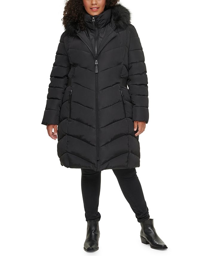 Calvin Klein Women's Plus Size Faux-Fur Coat - Macy's